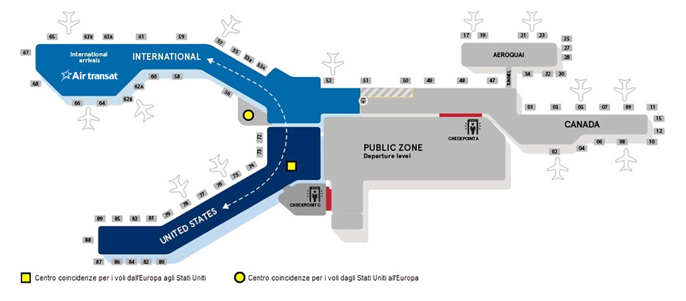 Mappa della aeroporto internazionale di Montréal-Trudeau