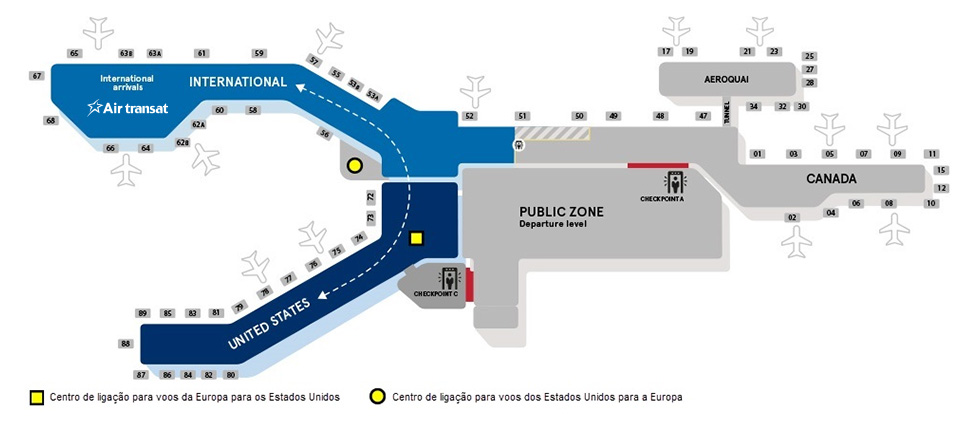 Mapa de Aeroporto Internacional Montréal-Trudeau