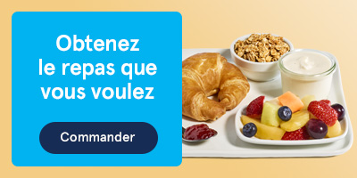 Commandez avant de voyager. Planifier son repas pour voyager l'esprit léger. Choisir.