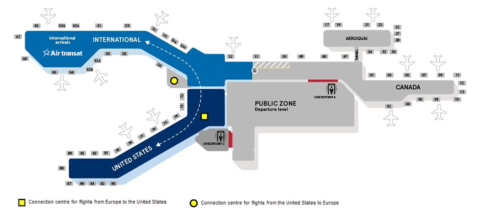 Map of Montréal-Trudeau International Airport