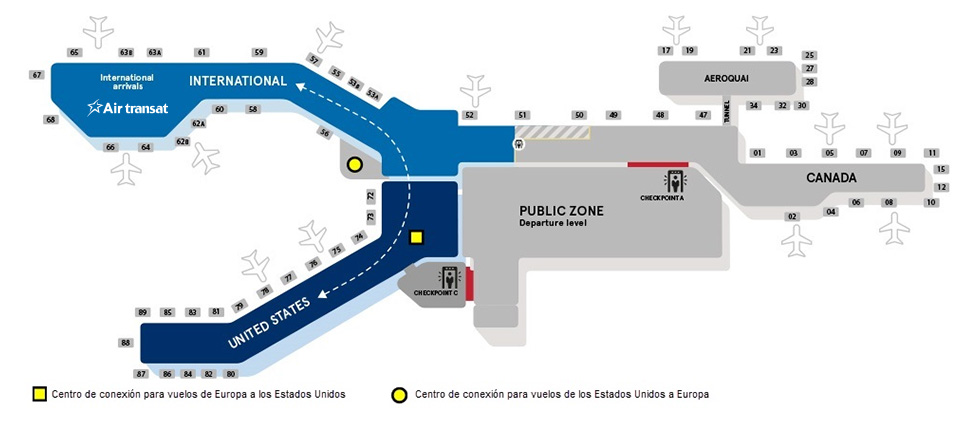 Mapa del Aeropuerto Internacional de Montréal-Pierre Elliott Trudeau